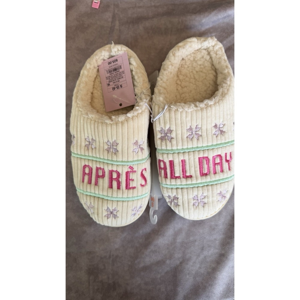 A New Day Apres All Day Slippers Womens S 5-6 Sherpa Cozy NWT‎